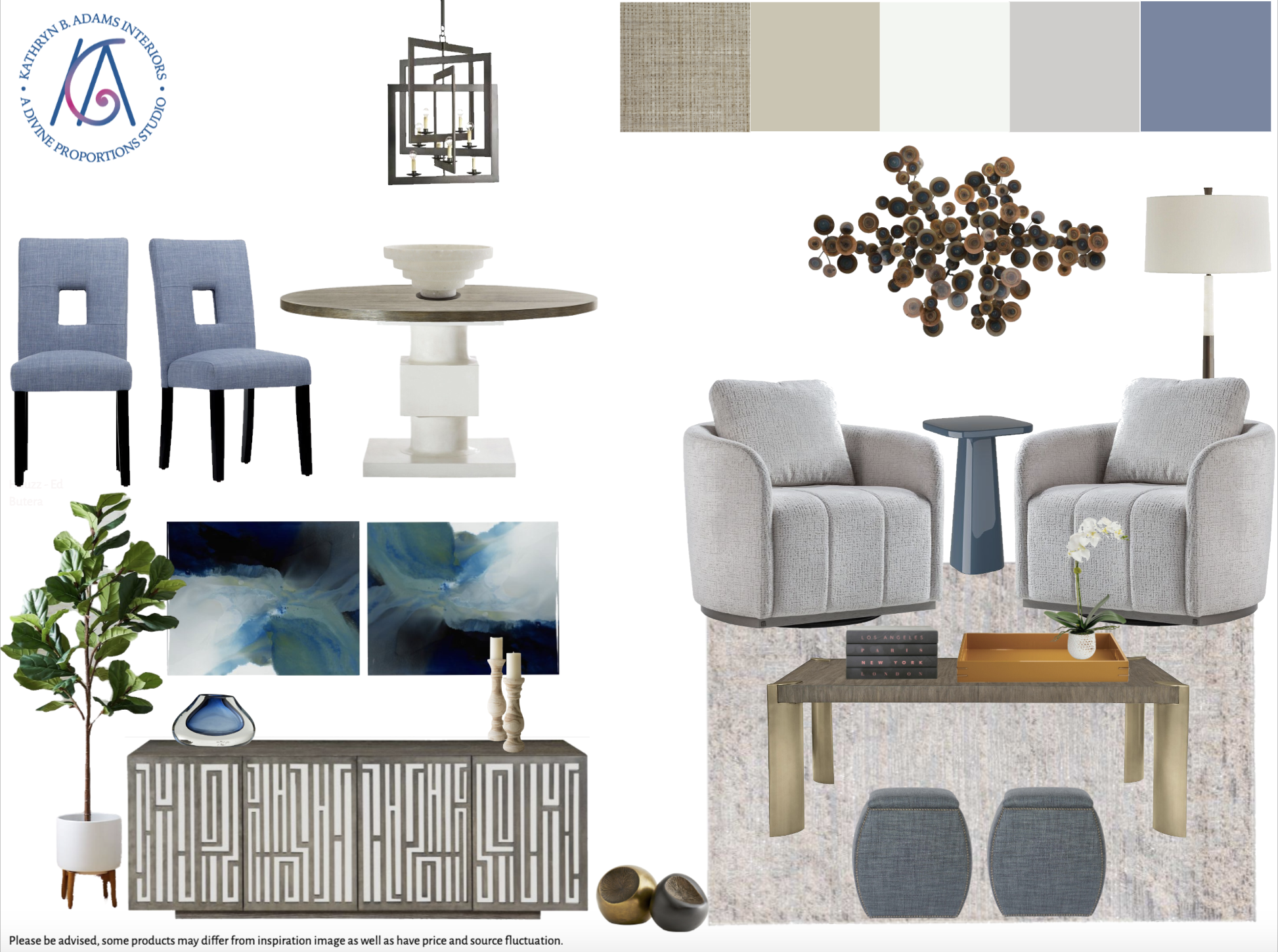 Concept Board Dining & Sitting Area Concept Board: Dining Room & Seating Area